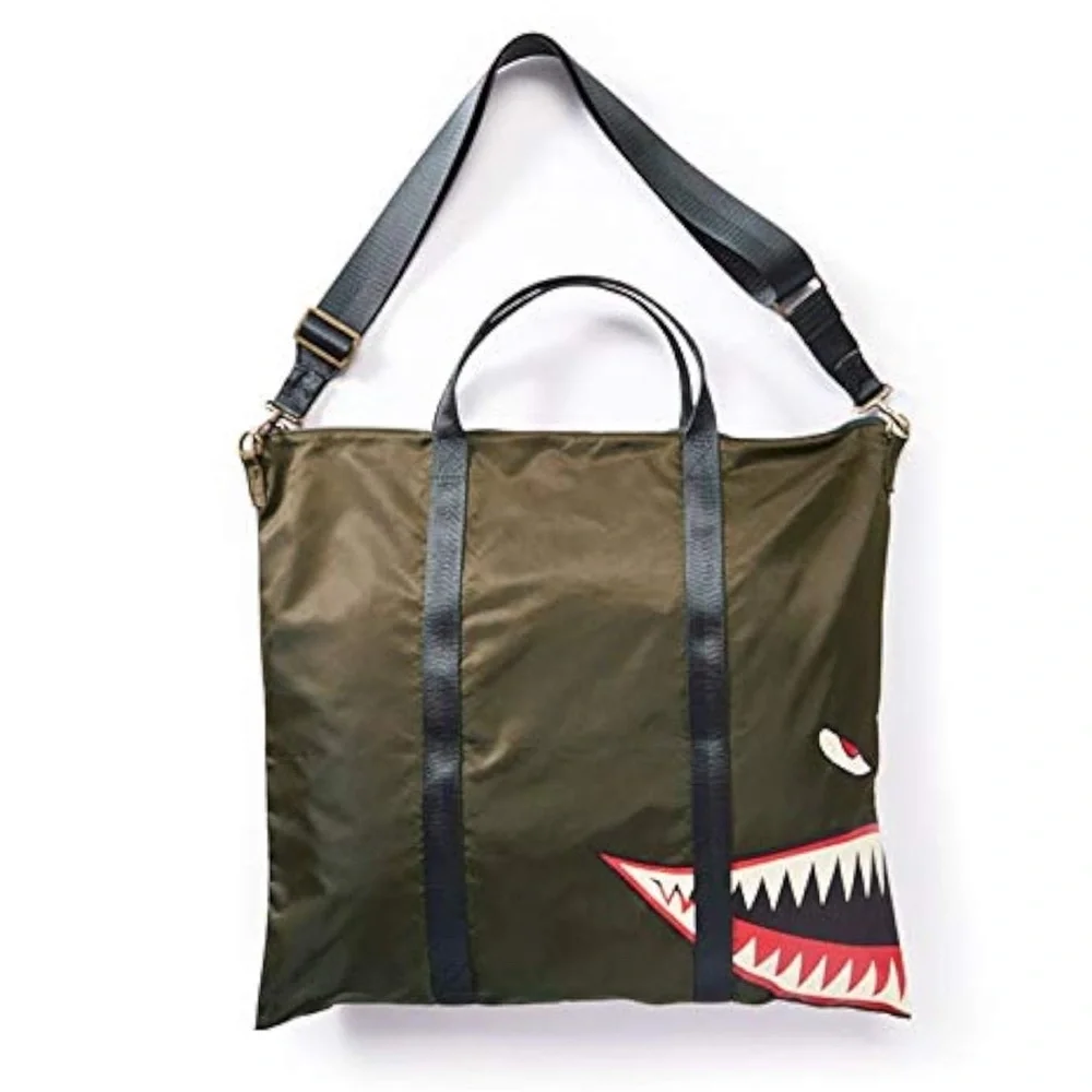 Brown Camouflage Travel/Helmet Tote with Shark Mouth Design